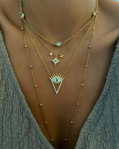 MİNİMAL ÜÇLÜ KUTUP YILDIZI KOLYE