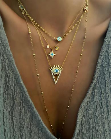 MİNİMAL ÜÇLÜ KUTUP YILDIZI KOLYE