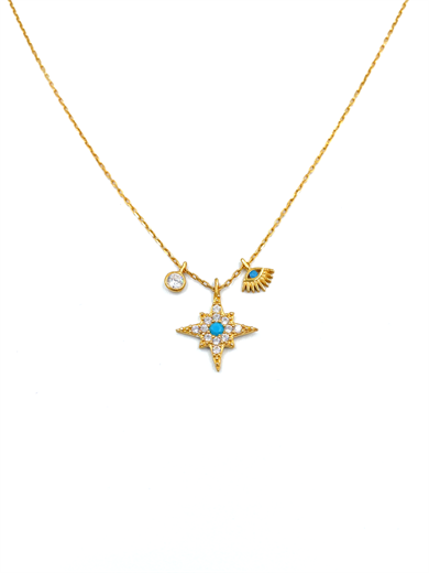 MİNİMAL ÜÇLÜ KUTUP YILDIZI KOLYE