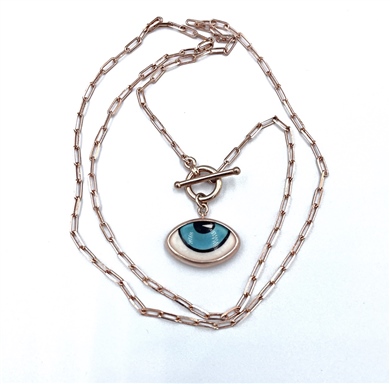 SERAMİK & GÜMÜŞ GÖZ KOLYE