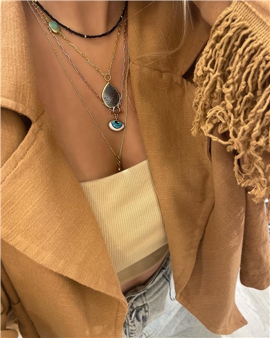 SERAMİK & GÜMÜŞ GÖZ KOLYE