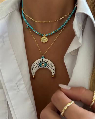 SIRA TUKUAZ & GÜMÜŞ GÖZ KOLYE