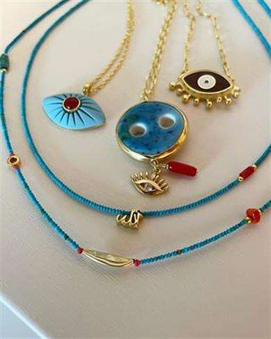 SÜRYANİ GÖZ NAZAR GÜMÜŞ  KOLYE