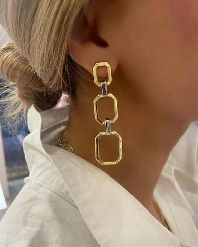 TRIPLE RECTANGLE GOLD GÜMÜŞ KÜPE