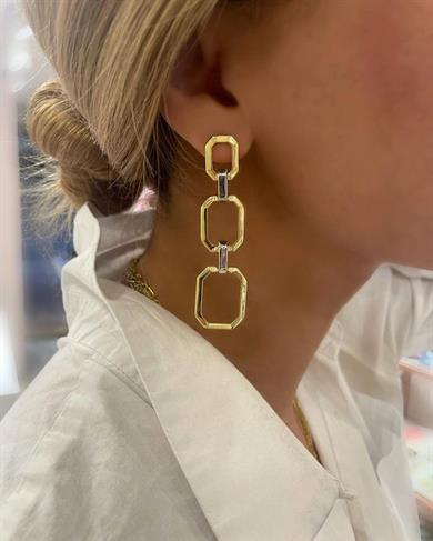 TRIPLE RECTANGLE GOLD GÜMÜŞ KÜPE