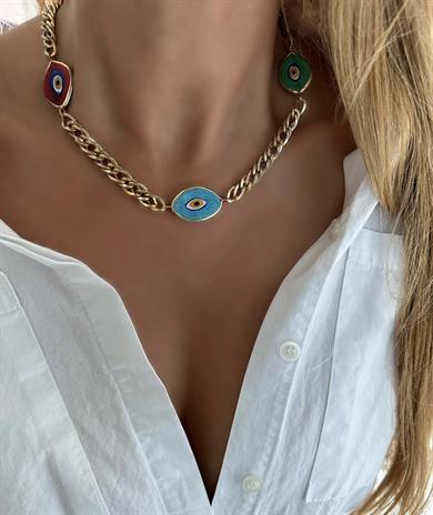 ÜÇLÜ NAZAR ZİNCİR KOLYE