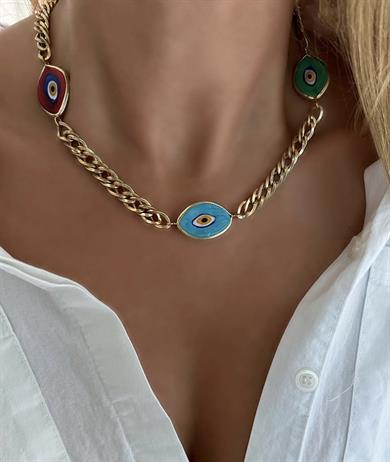ÜÇLÜ NAZAR ZİNCİR KOLYE