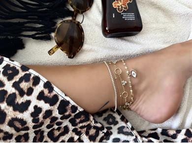 Yuvarlak taş detay halhal