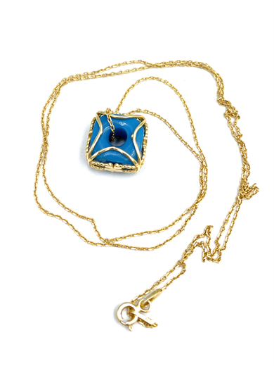 ZİNCİRDE YONCA DETAY GÜMÜŞ & CAM BONCUK KOLYE