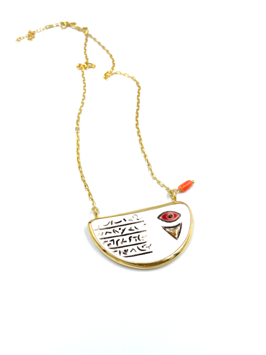 BÜYÜK BOY SERAMİK GÜMÜŞ KORUYUCU TILSIM KOLYE