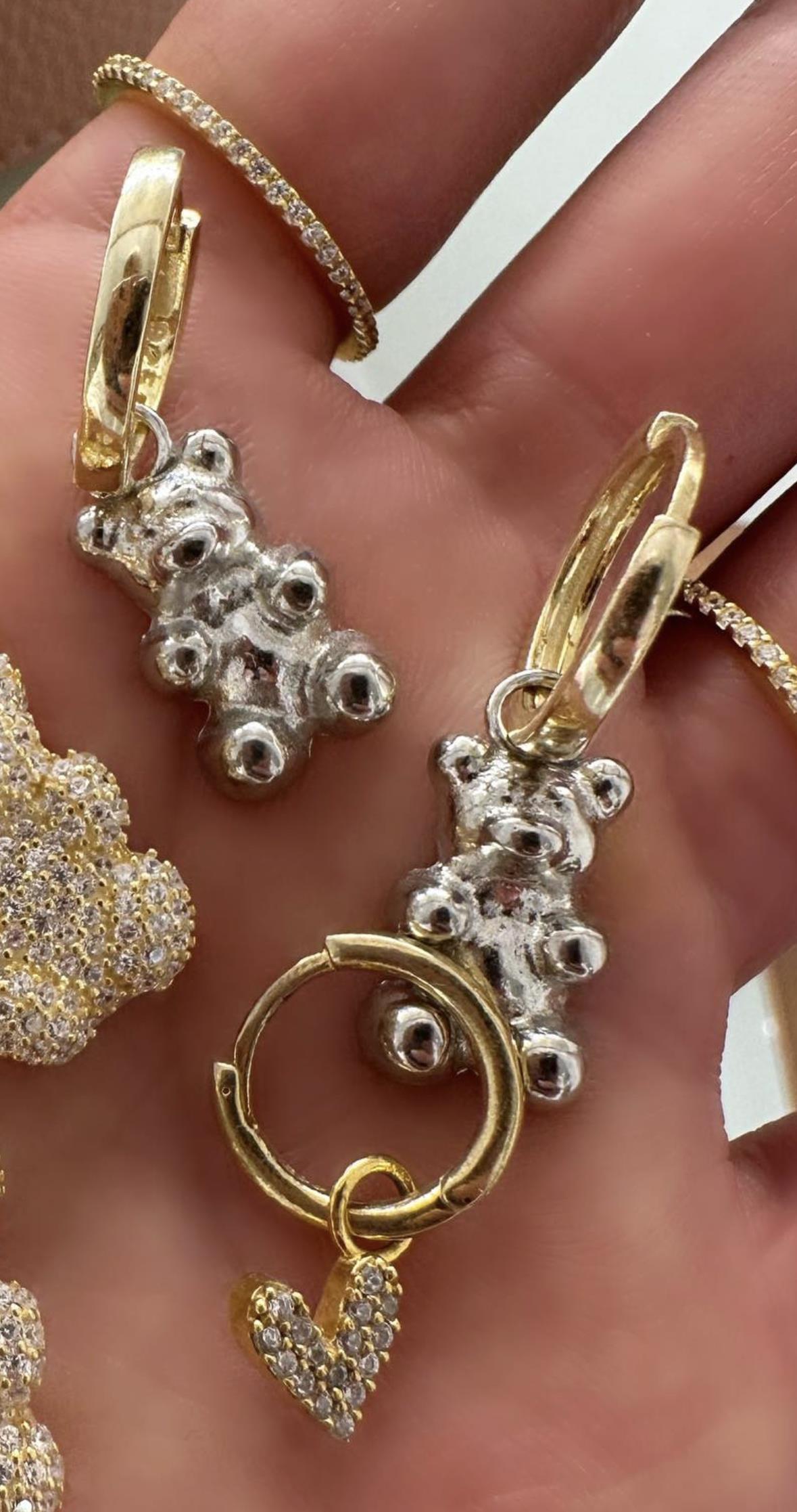 GÜMÜŞ RENK AYICIK KÜPE