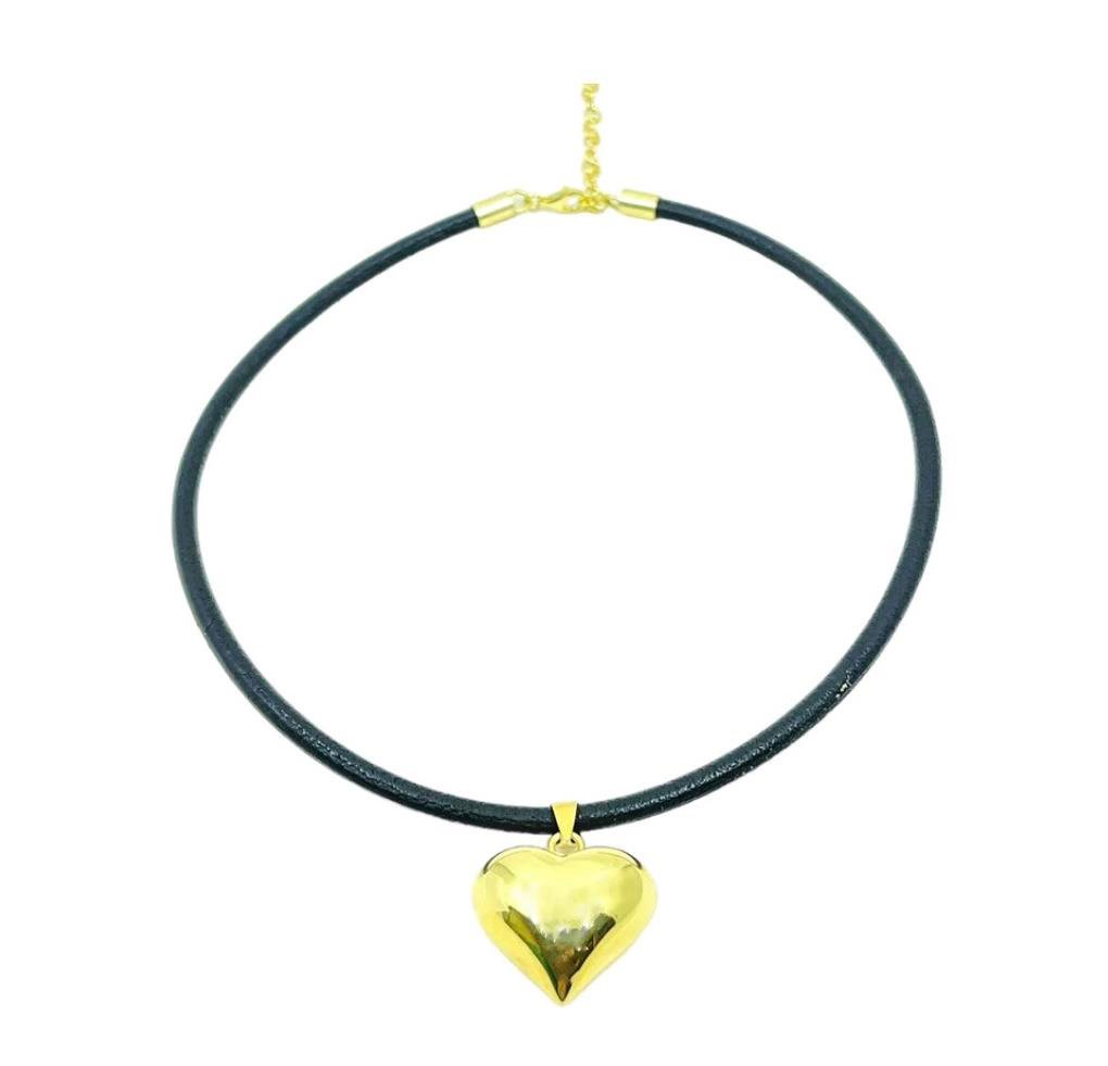 KALIN DERİDE BALON KALP KOLYE