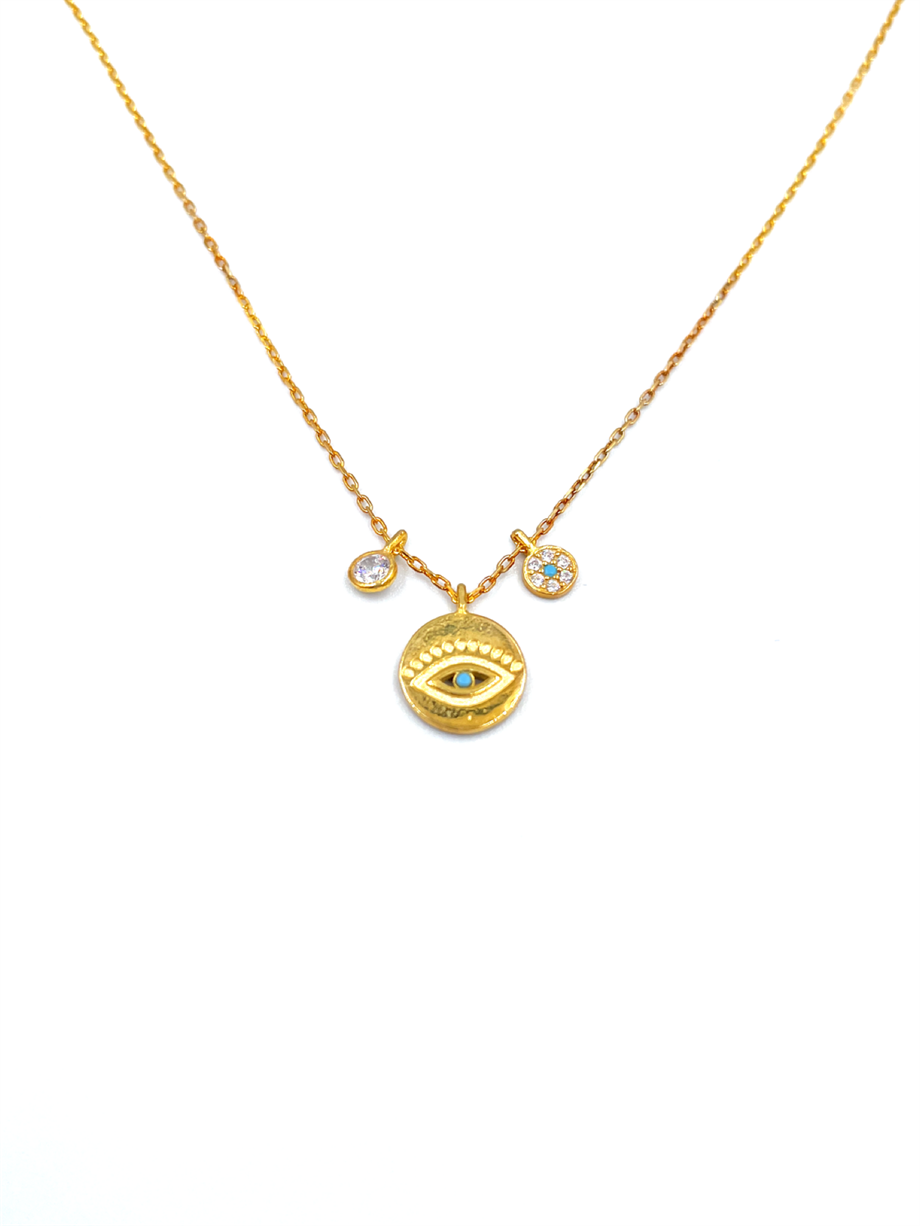 MİNİMAL YUVARLAK ÜÇLÜ GÖZ KOLYE