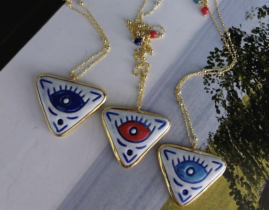 NAZAR SERAMİK & GÜMÜŞ MUSKA KOLYE