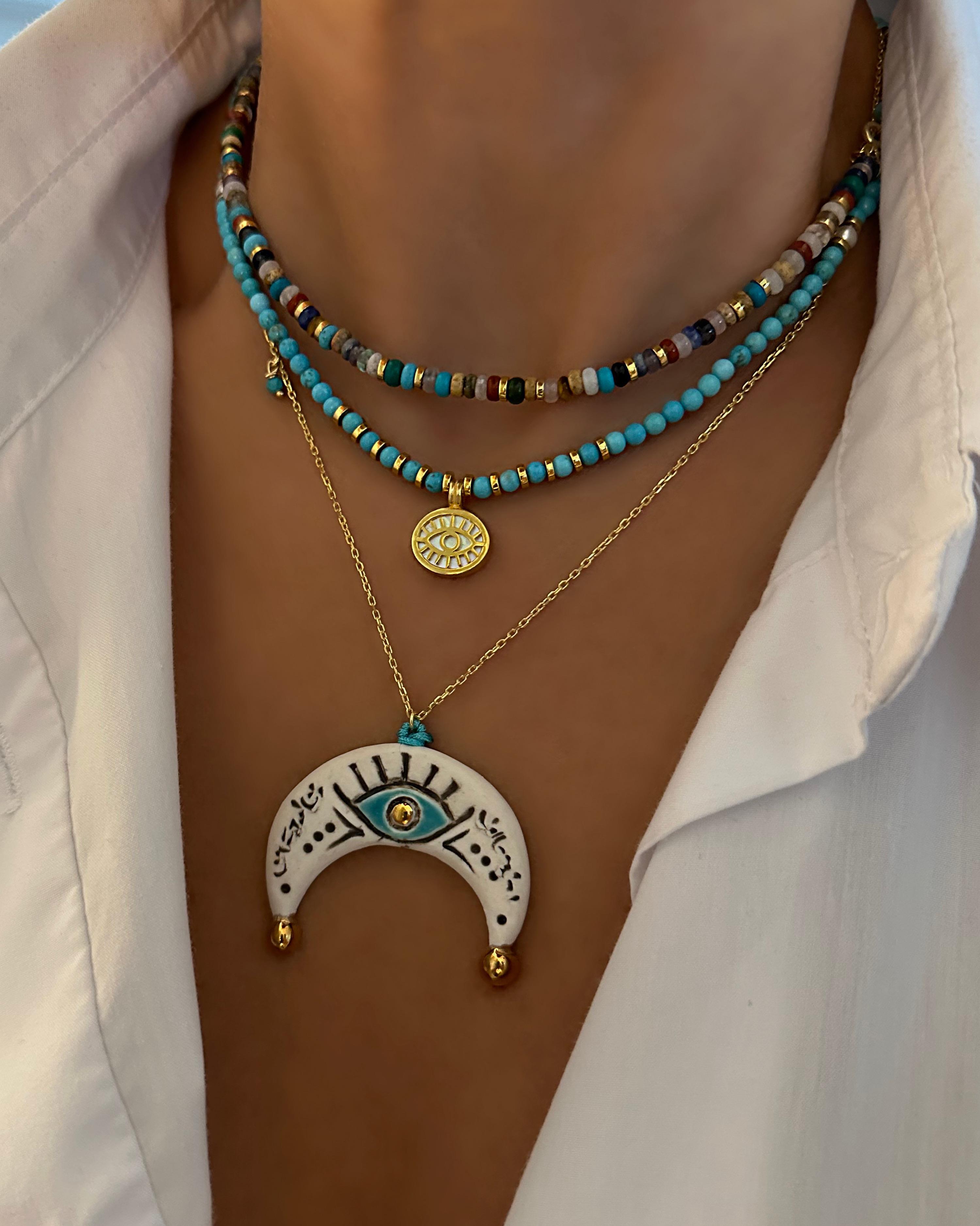 SIRA TUKUAZ & GÜMÜŞ GÖZ KOLYE