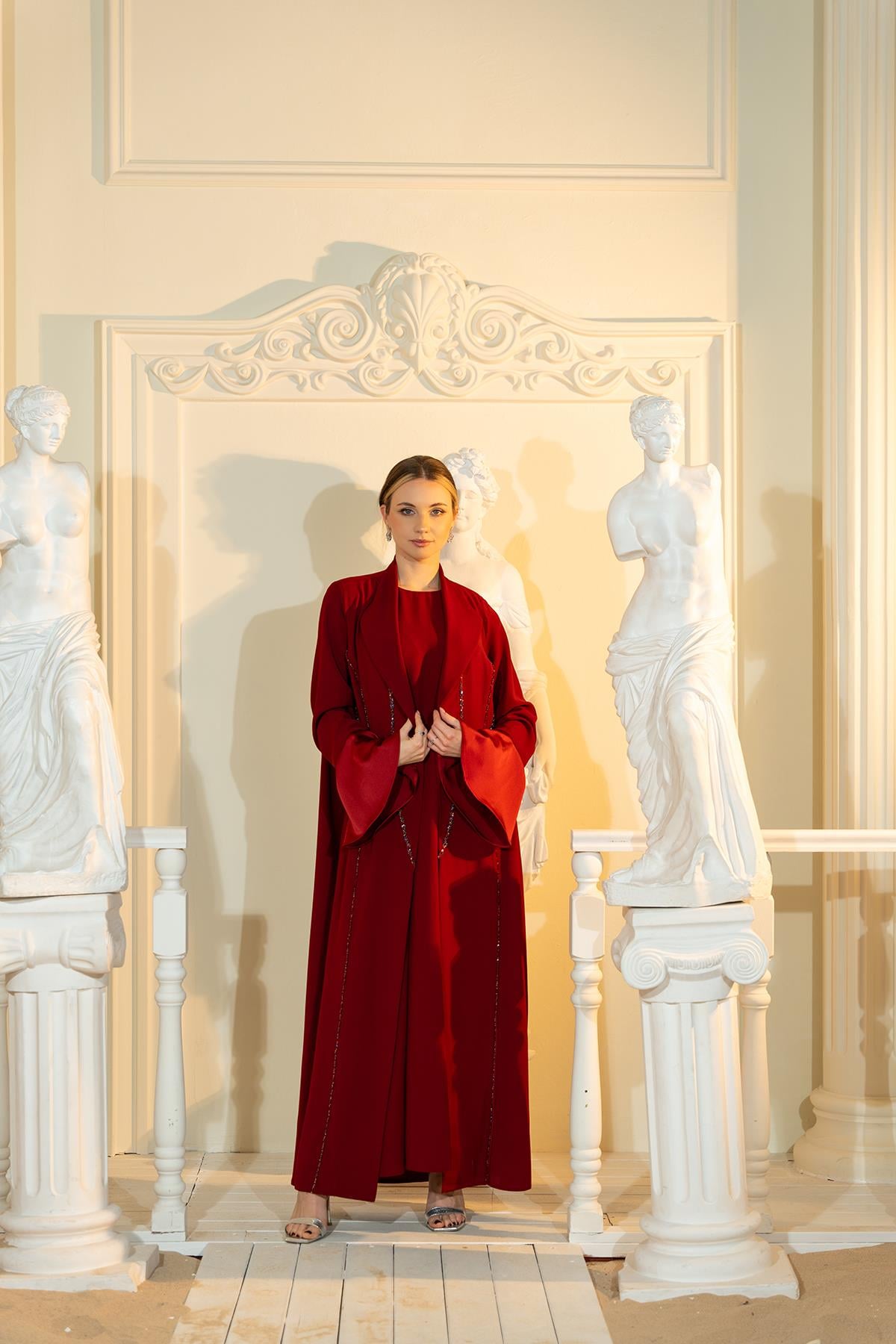Abaya Elbise İkili Takım Bordo