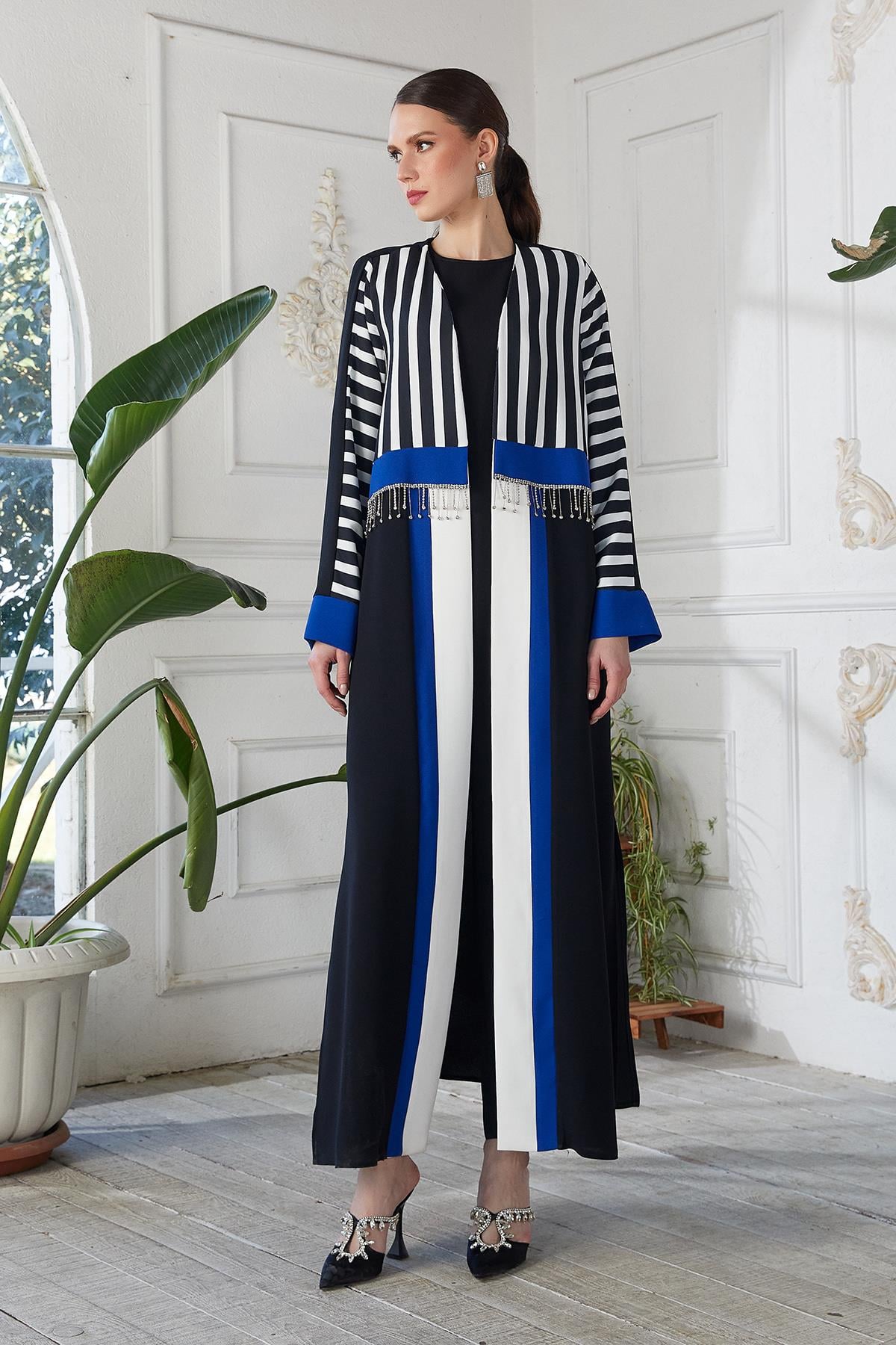 Dijital Baskılı Abaya siyah sax