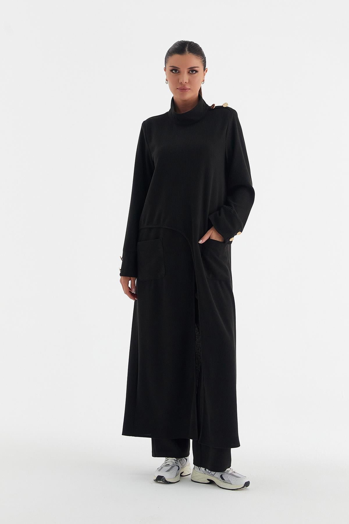 Kaşkorse Tunik Pantolon İkili Takım Siyah