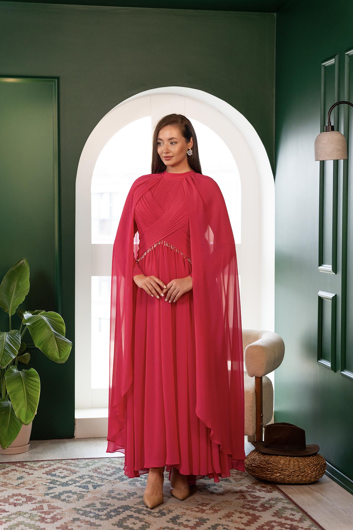 Şifon Elbise Fuşya