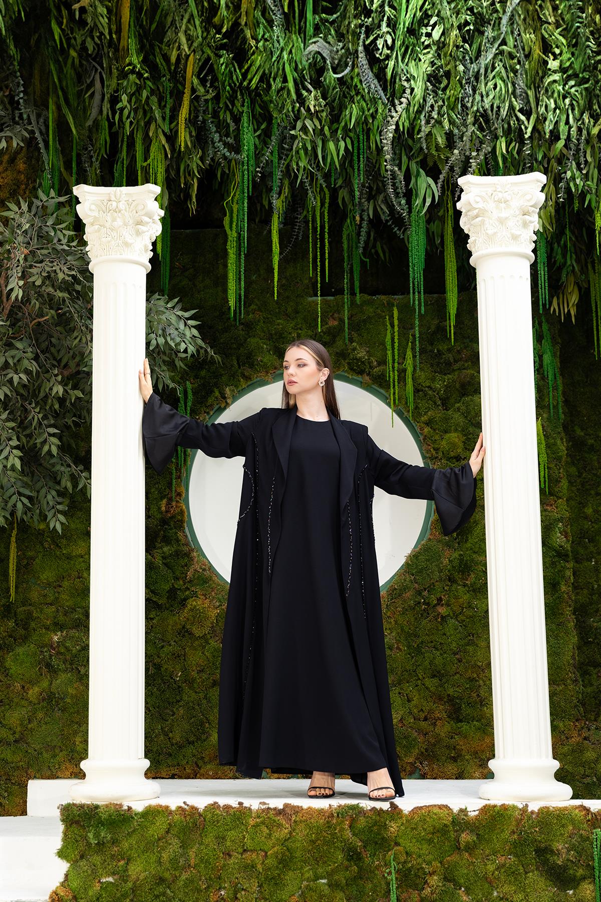 Abaya Elbise İkili Takım Siyah