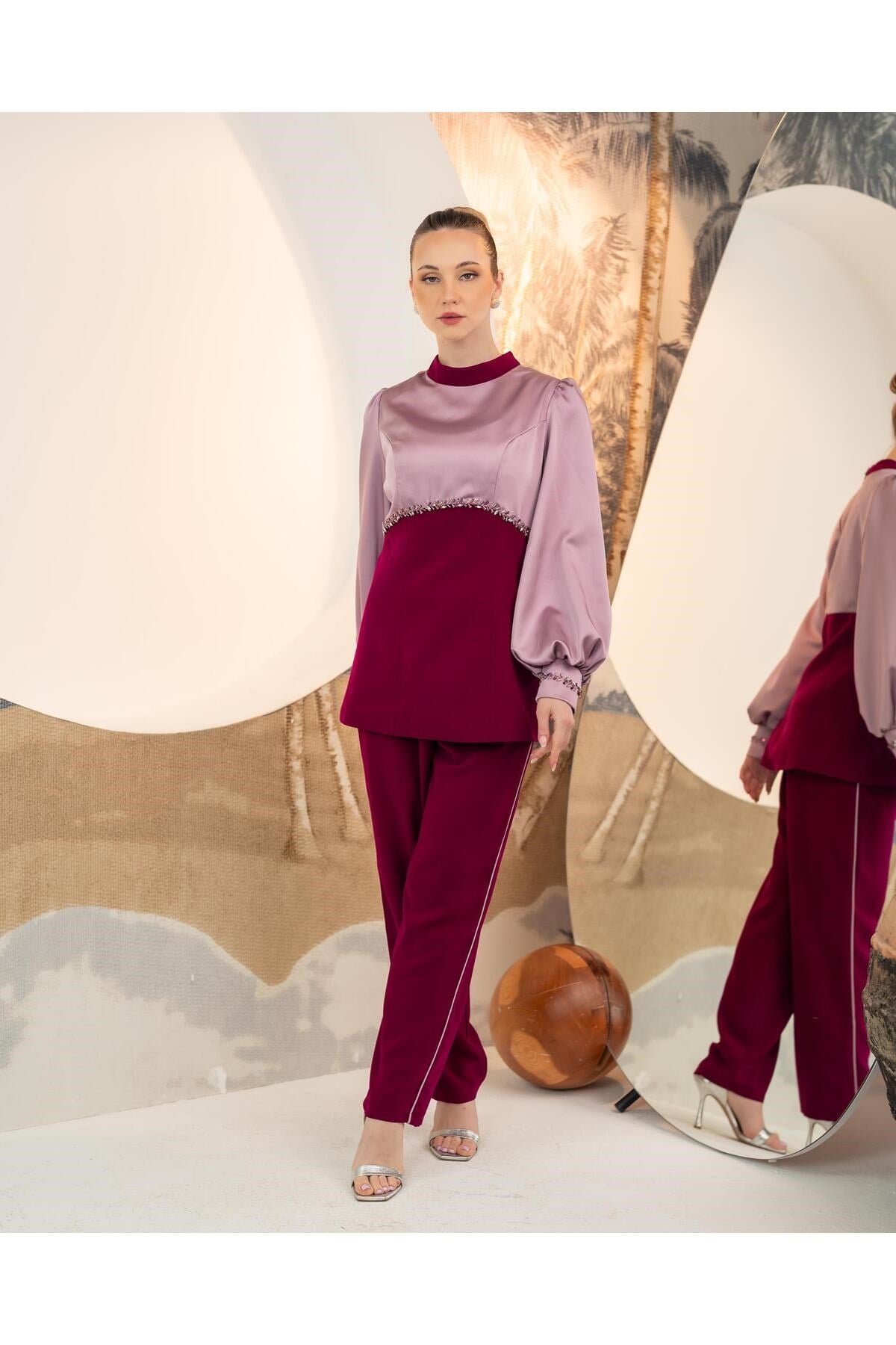Bluz Pantolon İkili Takım Mürdüm