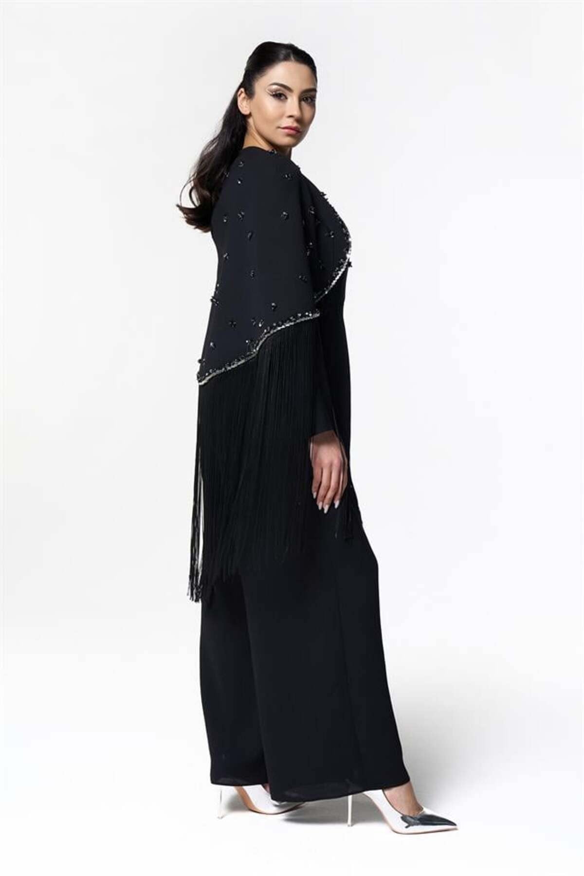 Bolerolu Püsküllü Tulum Siyah