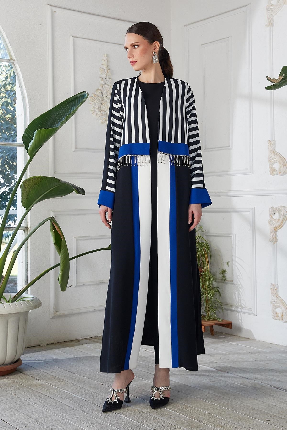 Dijital Baskılı Abaya siyah sax