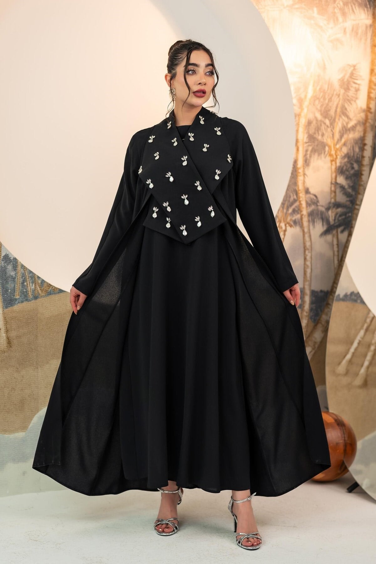 El İşi Abaya Elbise İkili Takım Siyah