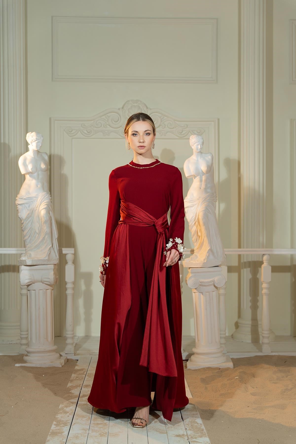 El İşlemeli Tulum Bordo