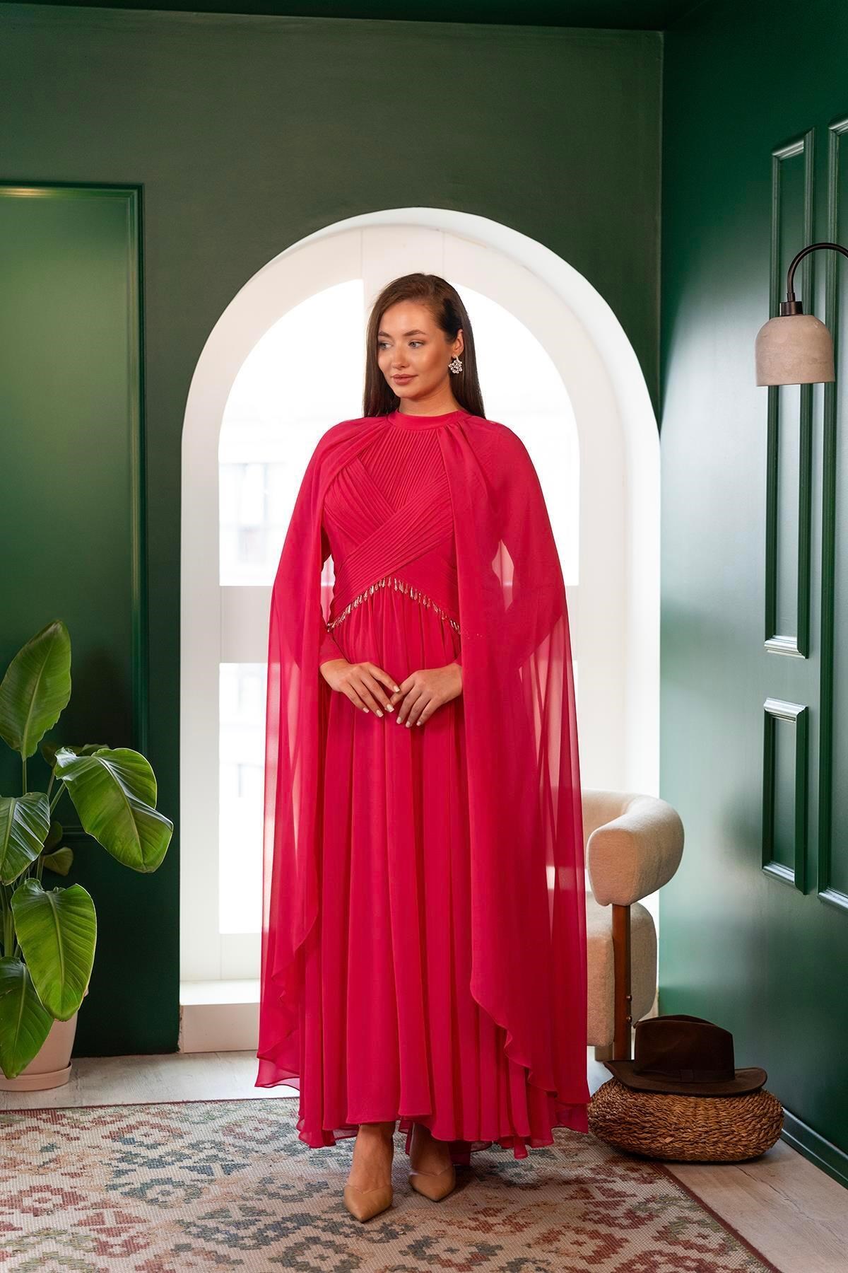 Şifon Elbise Fuşya