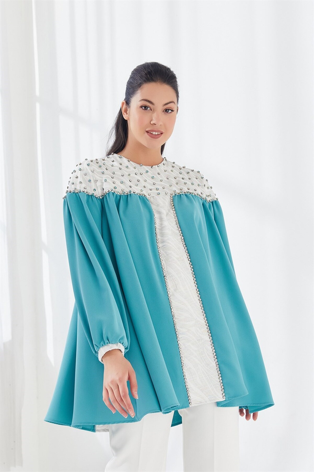 Taş İşlemeli Bluz Yeşil