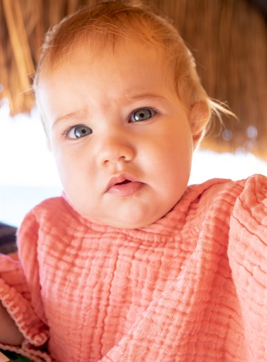 Azul - Barine - Poncho Cocoon Bébé Couleur Persimmon (Rose)