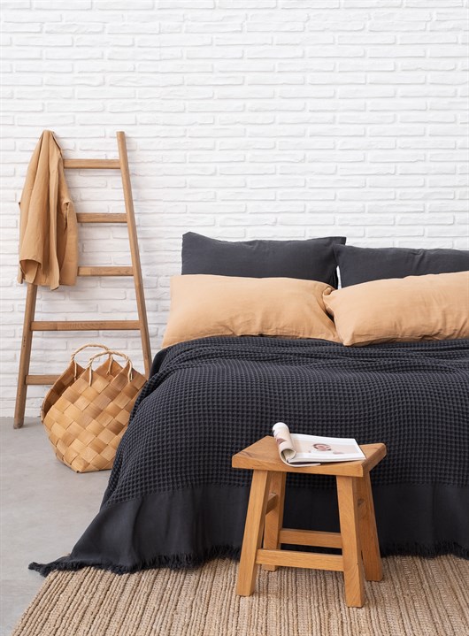 Waffle Bed Cover Antracite