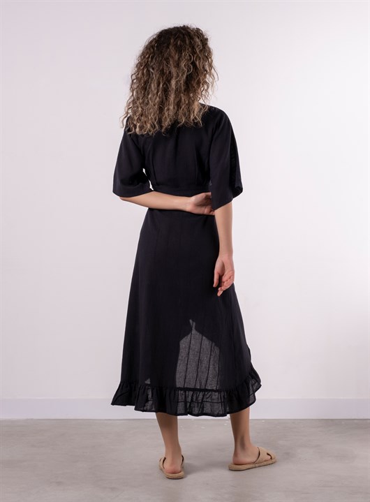 Frilled Elbise Siyah