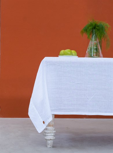 Linen Masa Örtüsü Beyaz