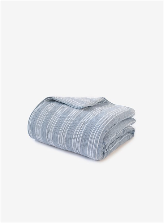 Striped Comfy Yorgan Mavi-Beyaz