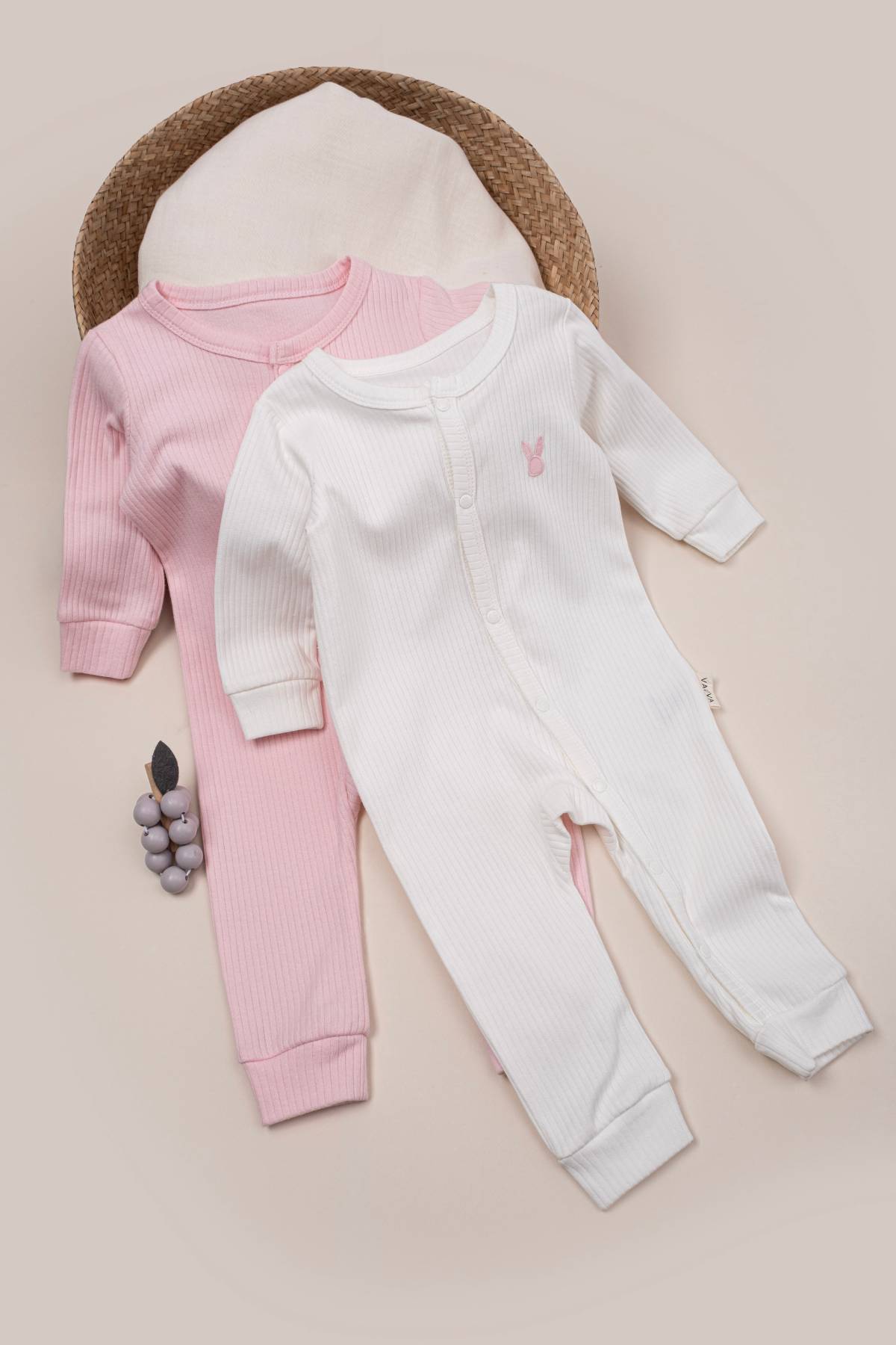 2'li Çıtçıtlı Tulum Pijama Uzun Kollu Mevsimlik Bebek Çocuk Nakışlı Tulum