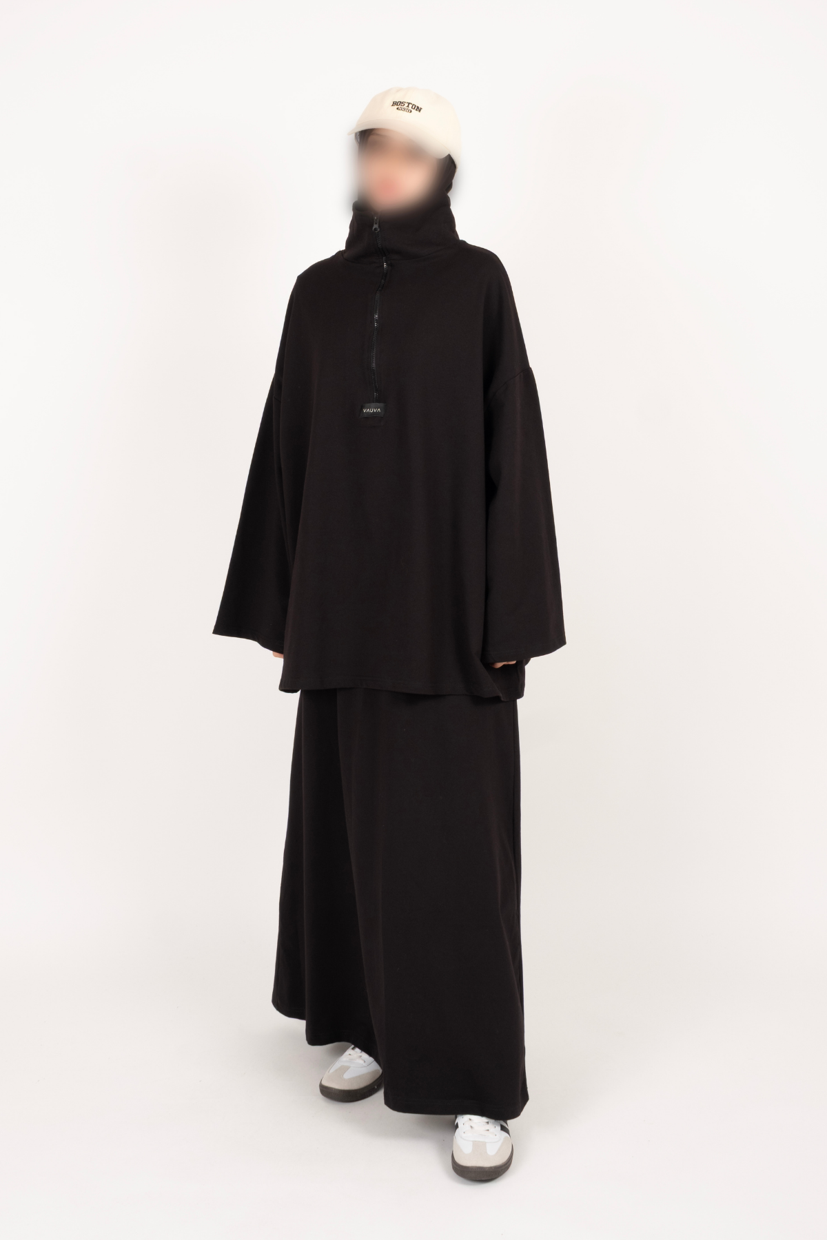 Fermuarlı Takım Oversize Nakışlı Yakalı Tesettür Takım