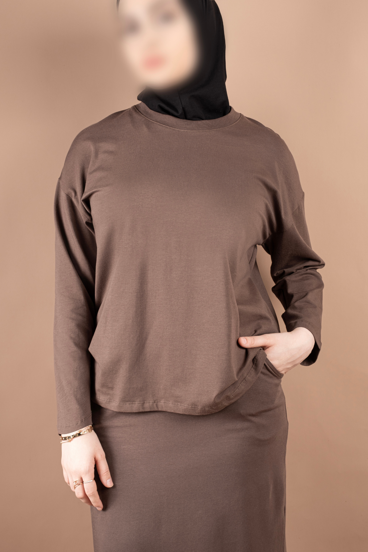 OVERSIZE PAMUKLU UZUN KOL TSHIRT 25542
