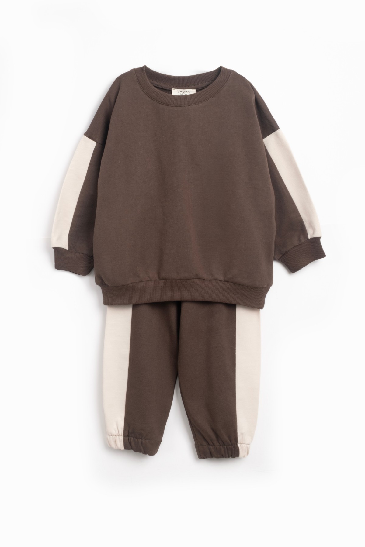  Kız Erkek Basic Şerit Detaylı Sweatshırt Takım Çocuk Takımı
