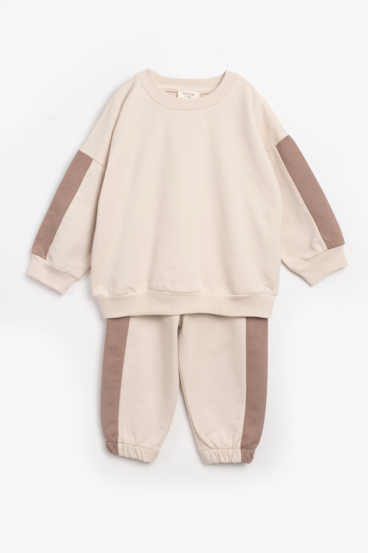  Kız Erkek Basic Şerit Detaylı Sweatshırt Takım Çocuk Takımı