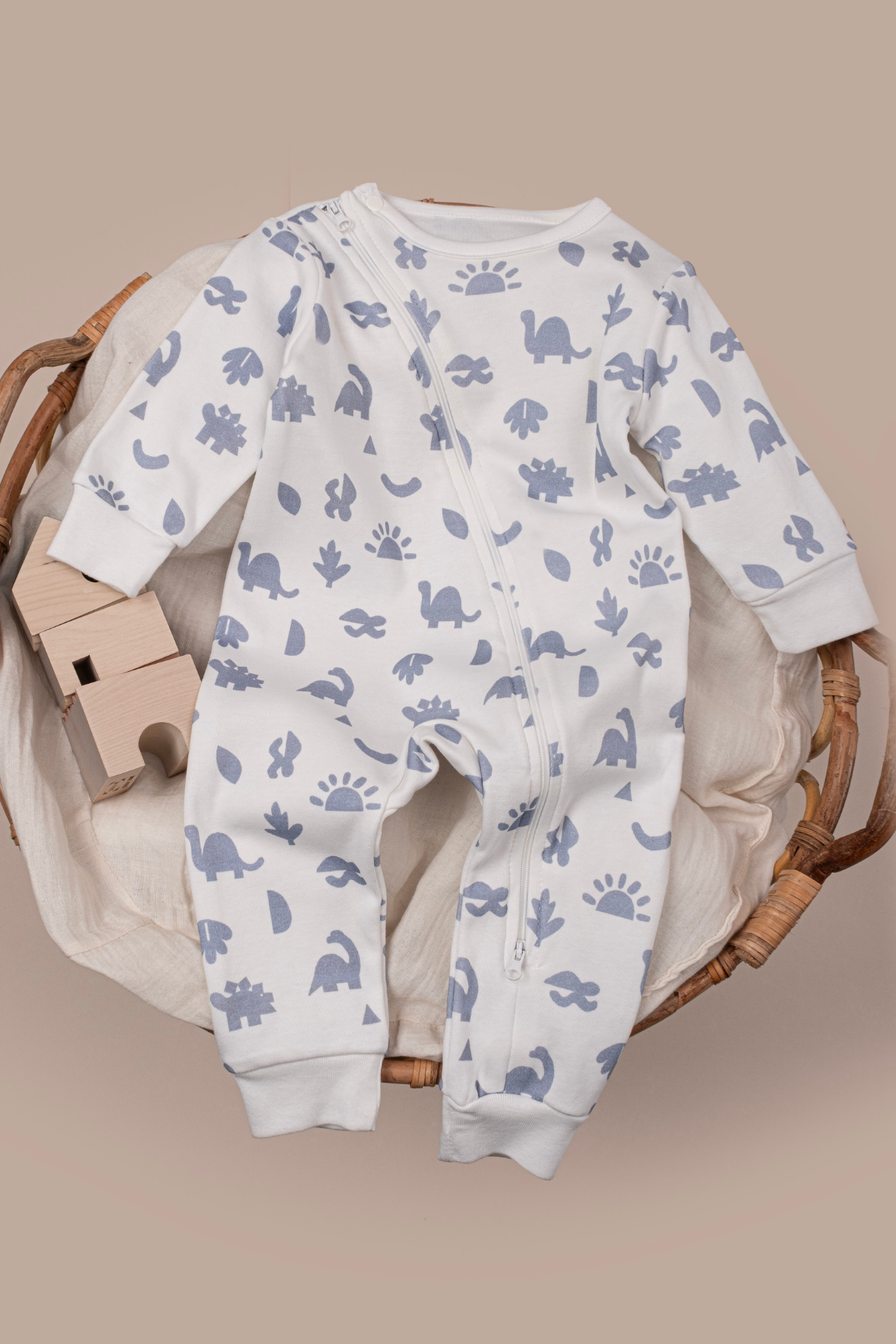Bebek Çocuk Tulum Uzun Kollu Baskılı Fermuarlı Kız Erkek Pijama Tulum
