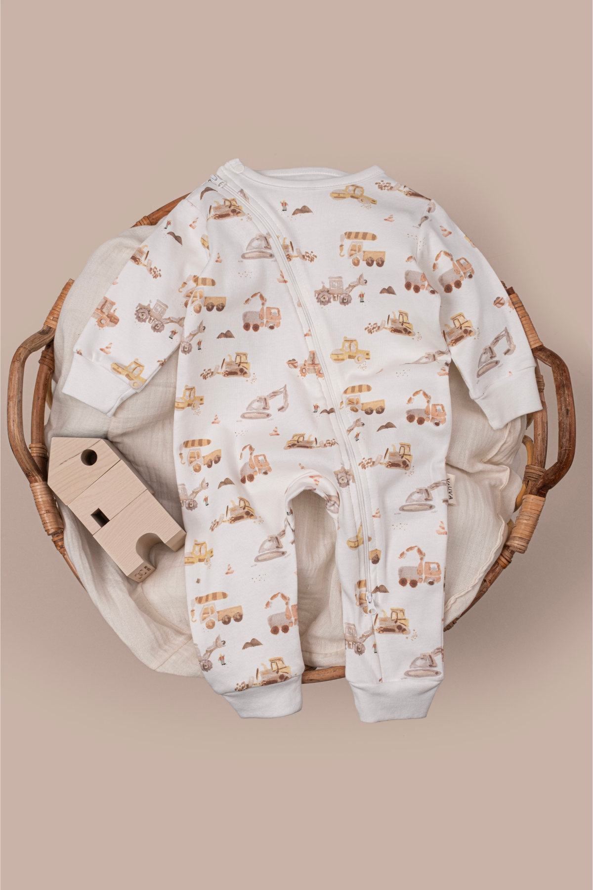 Bebek Çocuk Tulum Uzun Kollu Baskılı Fermuarlı Kız Erkek Pijama Tulum