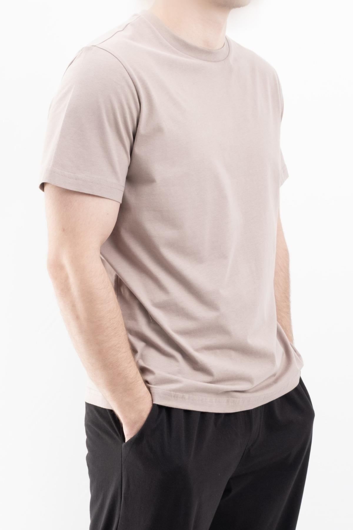 Düz Tişört Standart Kalıp Bisiklet Yaka Slim Fit Unisex Basic Düz Tişört V00876