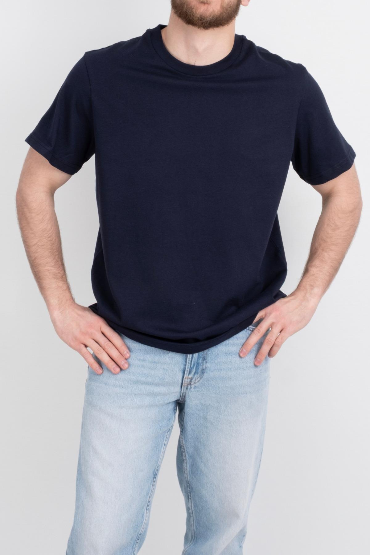 Düz Tişört Standart kalıp Bisiklet Yaka Unisex Basic Düz Kısa Kollu Tişört