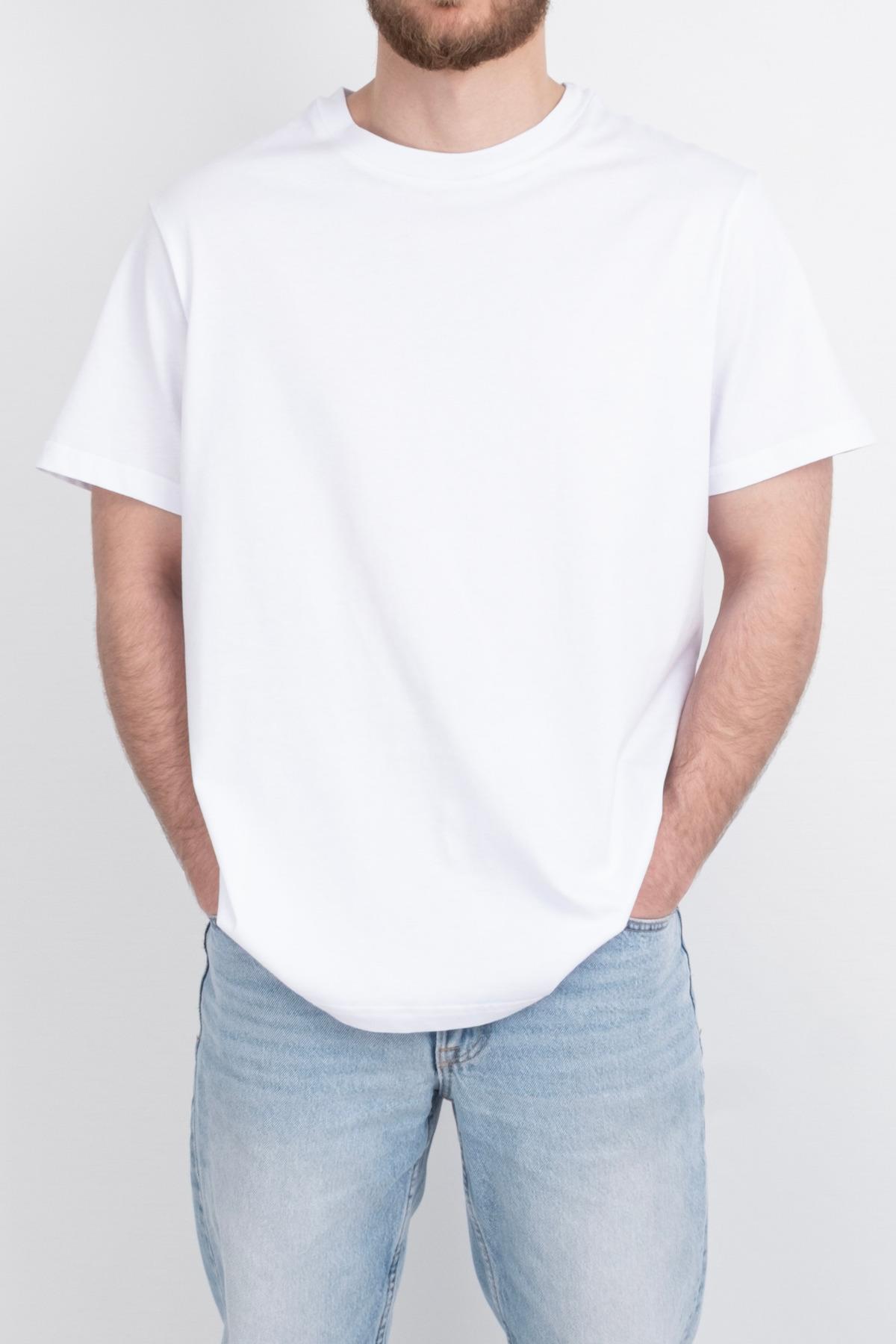 Düz Tişört Standart kalıp Bisiklet Yaka Unisex Basic Düz Kısa Kollu Tişört