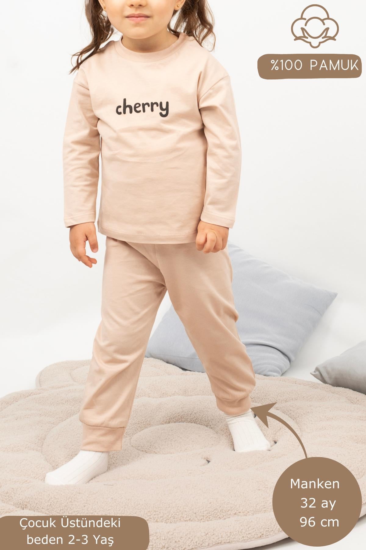 Kız Erkek Çocuk Pijama Takımı Uzun Kollu %100 Pamuklu Pijama Takımı