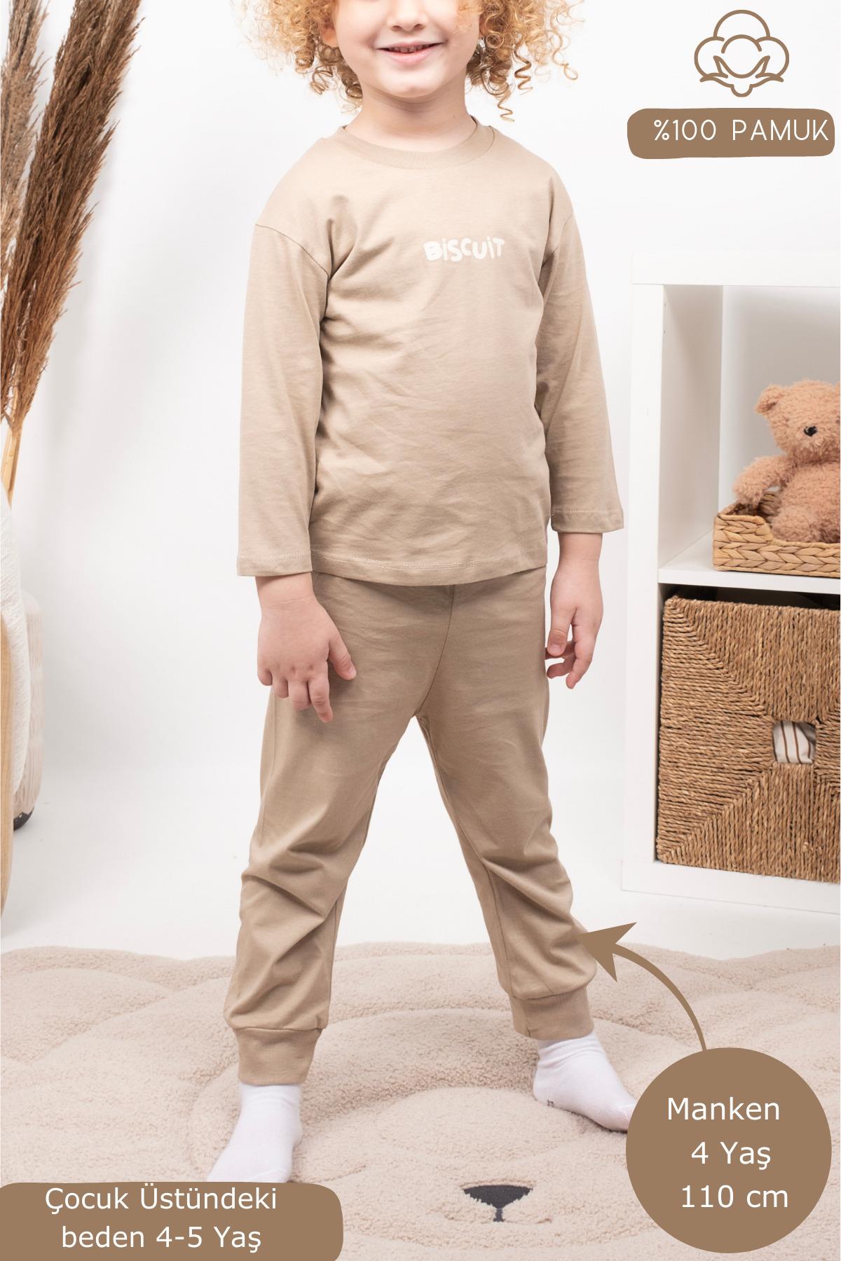 Kız Erkek Çocuk Pijama Takımı Uzun Kollu Pamuklu Pijama Takımı