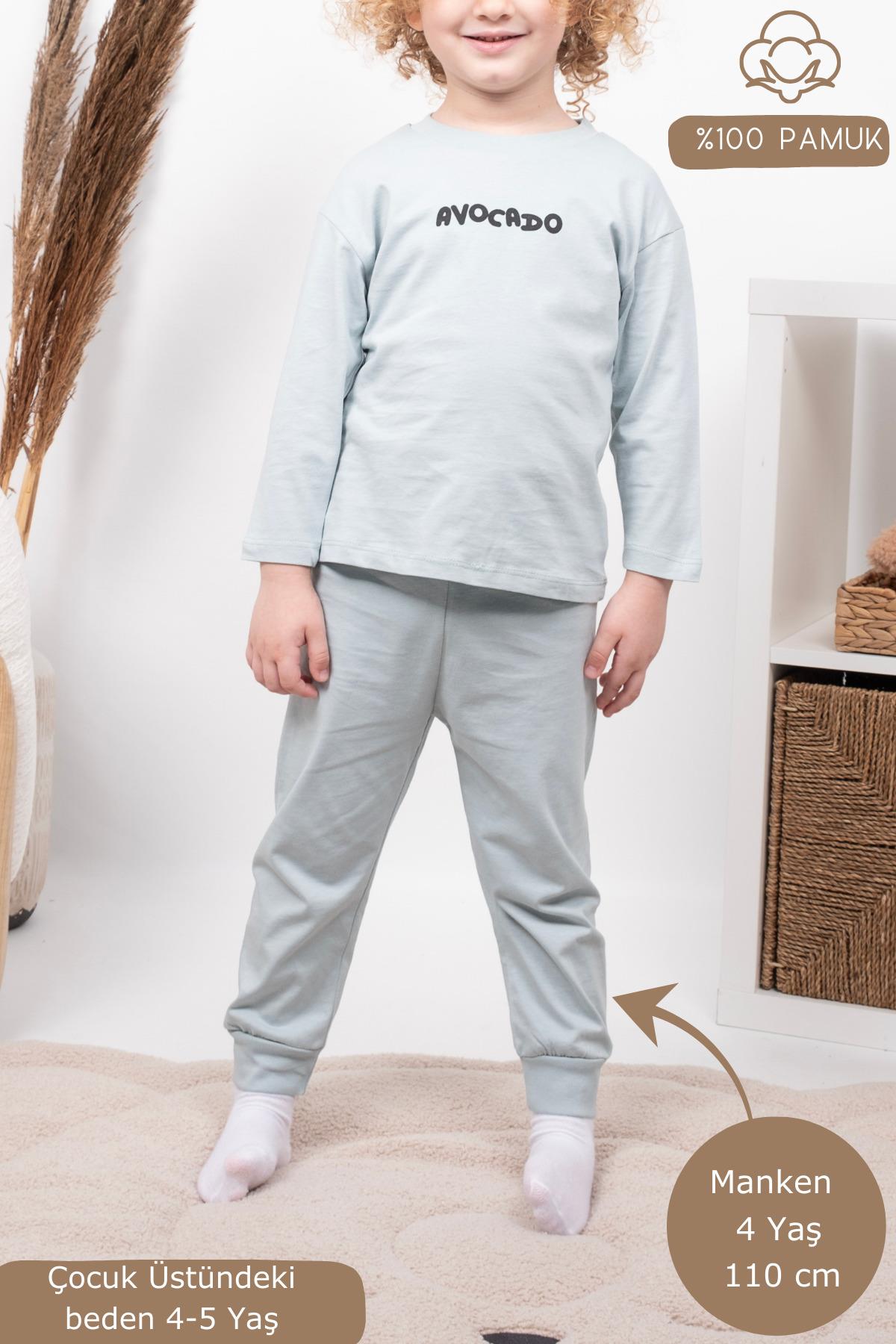 Kız Erkek Çocuk Pijama Takımı Uzun Kollu %100 Pamuklu Pijama Takımı