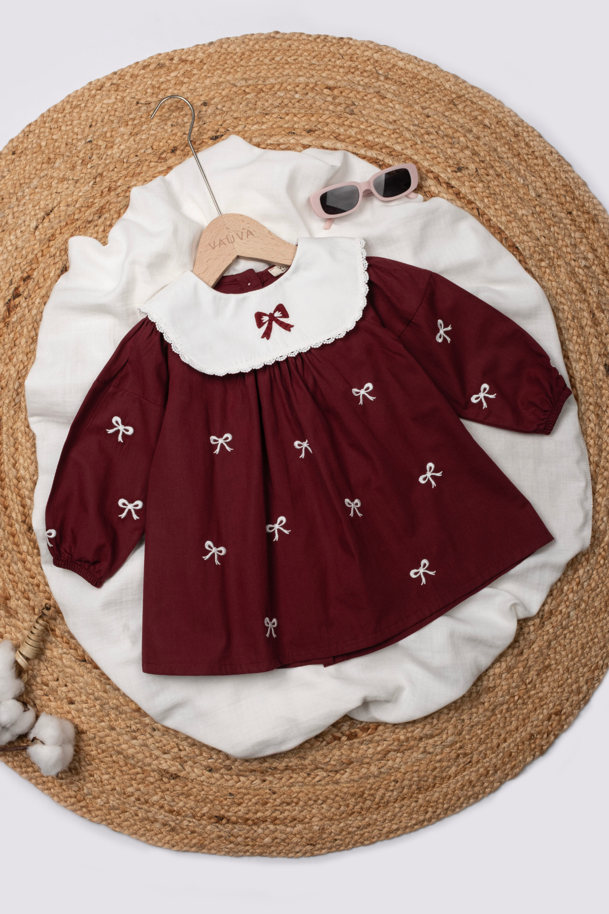 Nakışlı Elbise Bebek Çocuk Nakışlı Yaka Detaylı Bayramlık Elbise